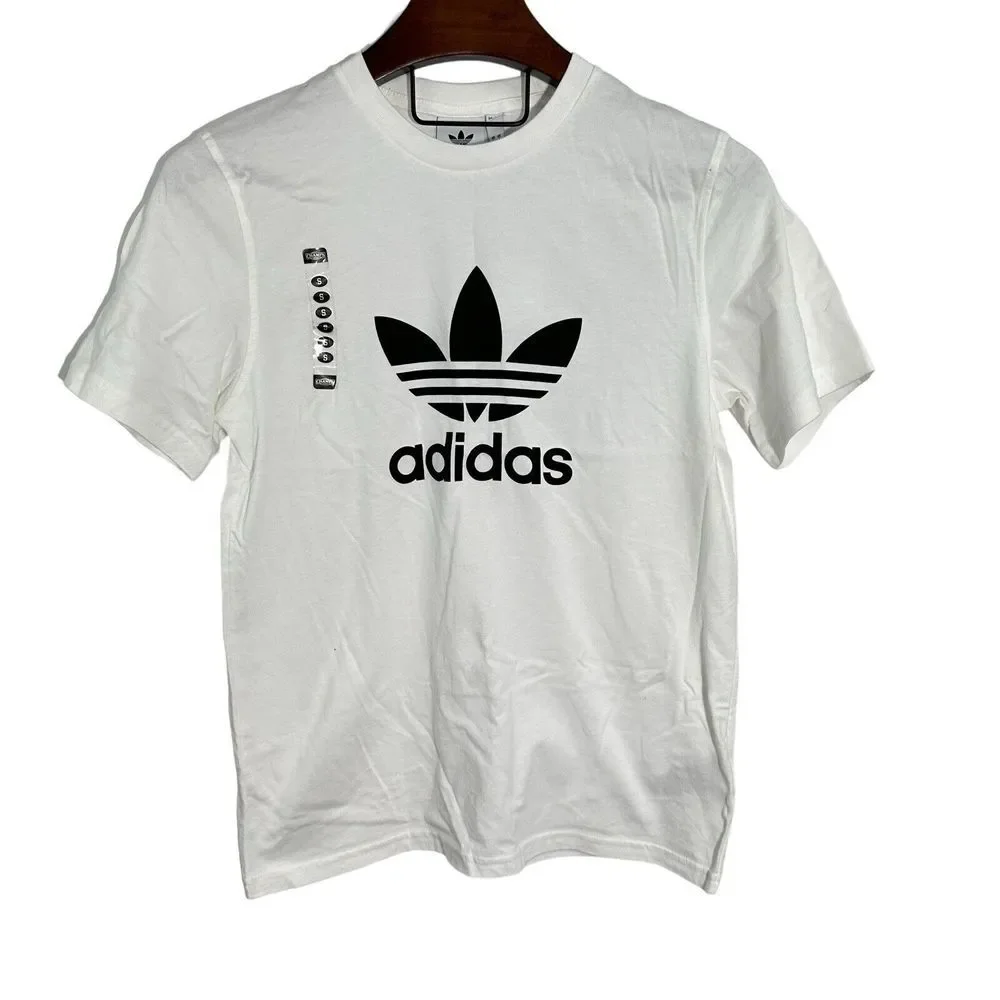 Lot Of 2 Adidas Trefoil Logo Classic Cotton T-Shirt‎ White/Black CW070 CW0710